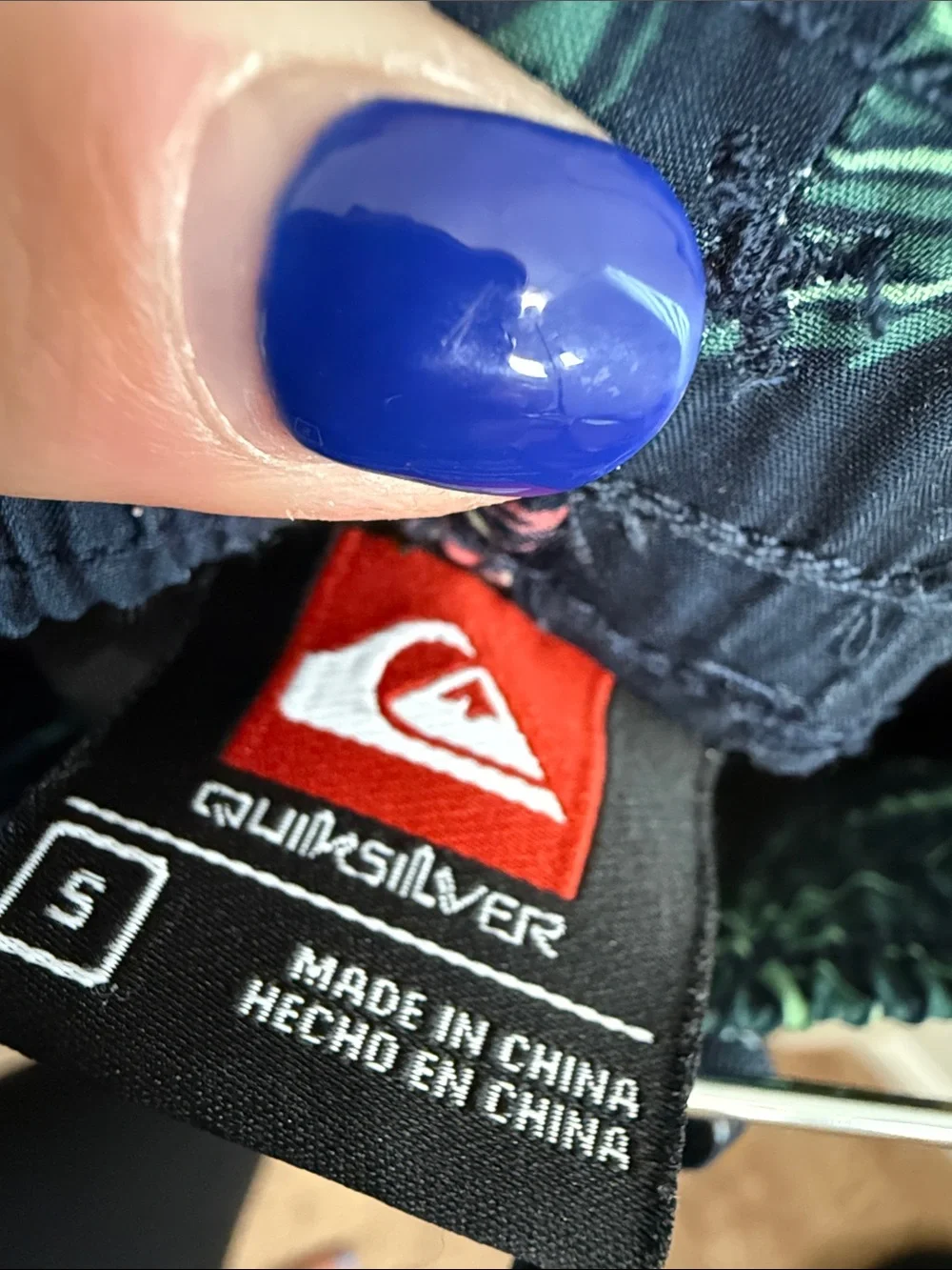 Quiksilver Navy Tropical Palm Print Swim Trunks